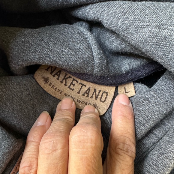 Women's Large Naketano Hoodie Gray Solid Pullover - Picture 2 of 7